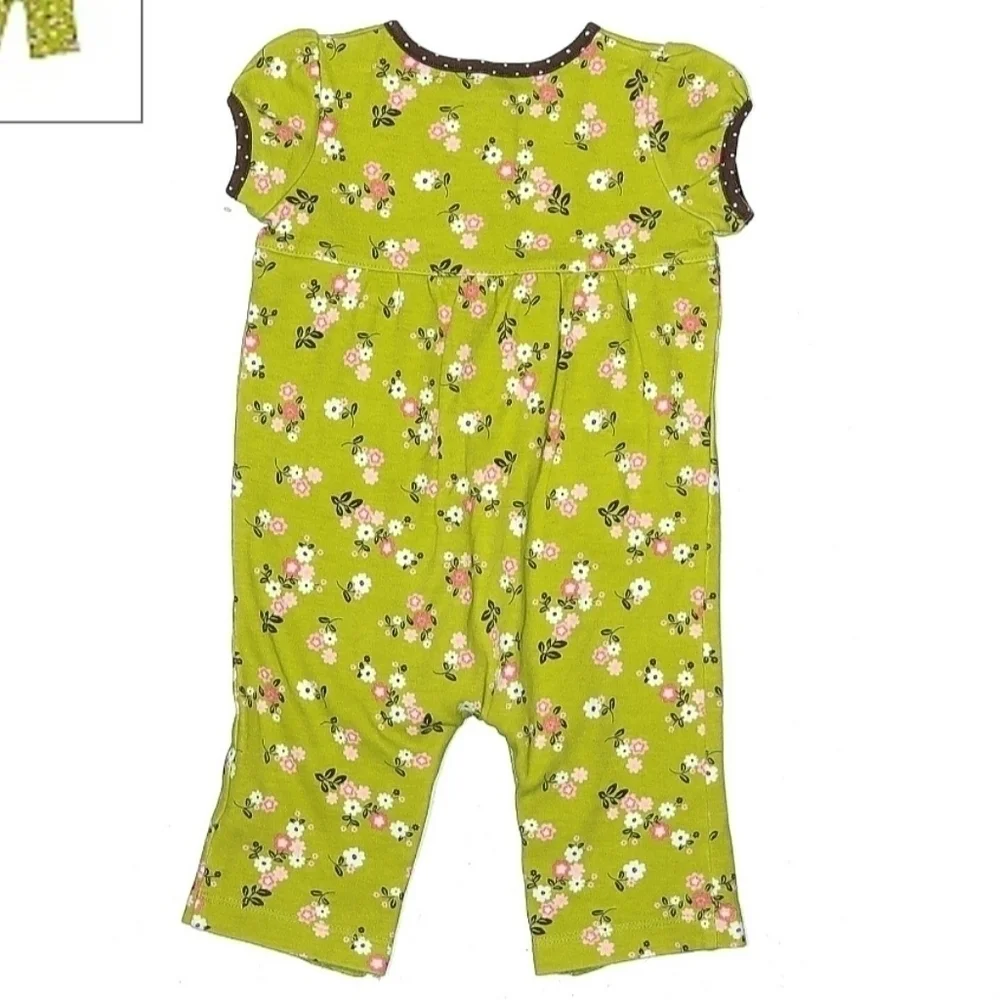 Carter's Super-Cute Avocado Green Floral Short Sleeve One Piece Infant 6 Months